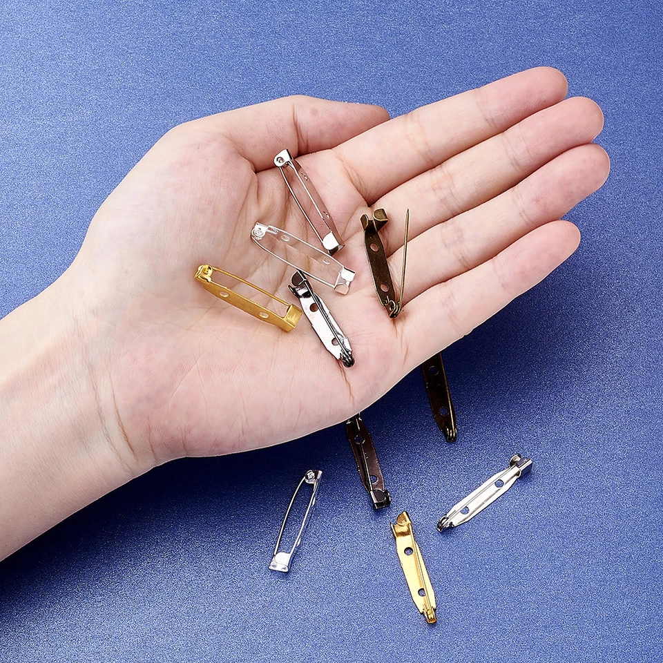 100pcs Assorted Iron Brooch Pin Backs Findings 2-Hole Glue-on Bars Craft 30x5mm - Image 3 of 4