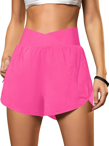 Women'S Workout Shorts Athletic Running Shorts Crossover High Waisted Gym Shorts