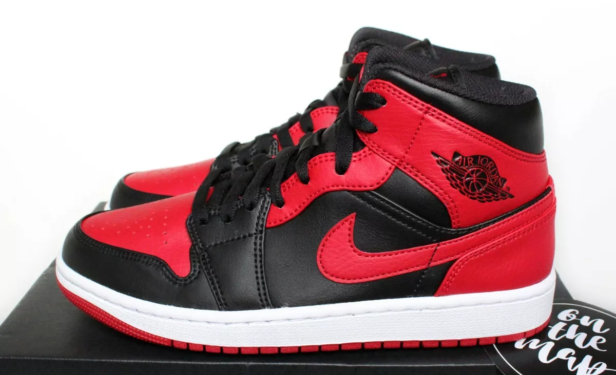 Nike Air Jordan 1 Retro Mid Banned Red Black White UK 3 4 5 6 7 8 9 US New