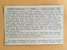 DOUGLAS HUEBLER card 1969 Lucy Lippard 557,087 exhibit seattle vancouver A