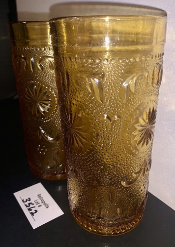 Brockway Glass American Concord Amber Glass Tumblers 5.5” Vintage - Picture 2 of 6