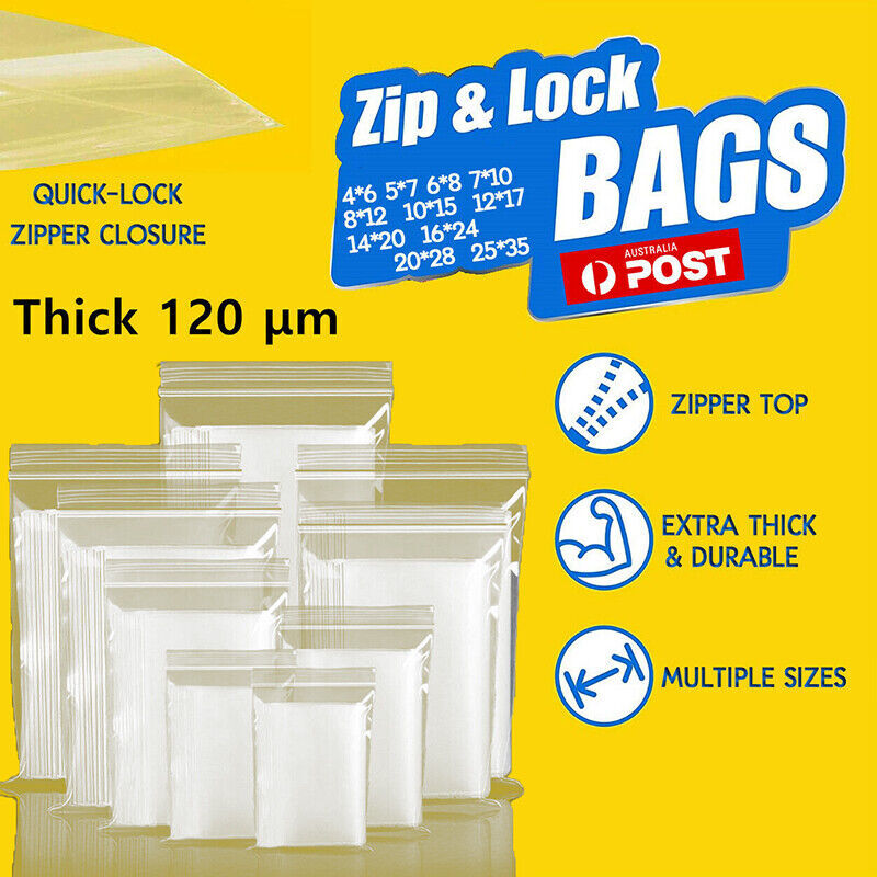 1001000x 12 Sizes Zip Lock Plastic Bags Thick Resealable Ziplock
