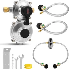 2-Stage Automatic Changeover LP Propane Gas Regulator with Propane Hoses