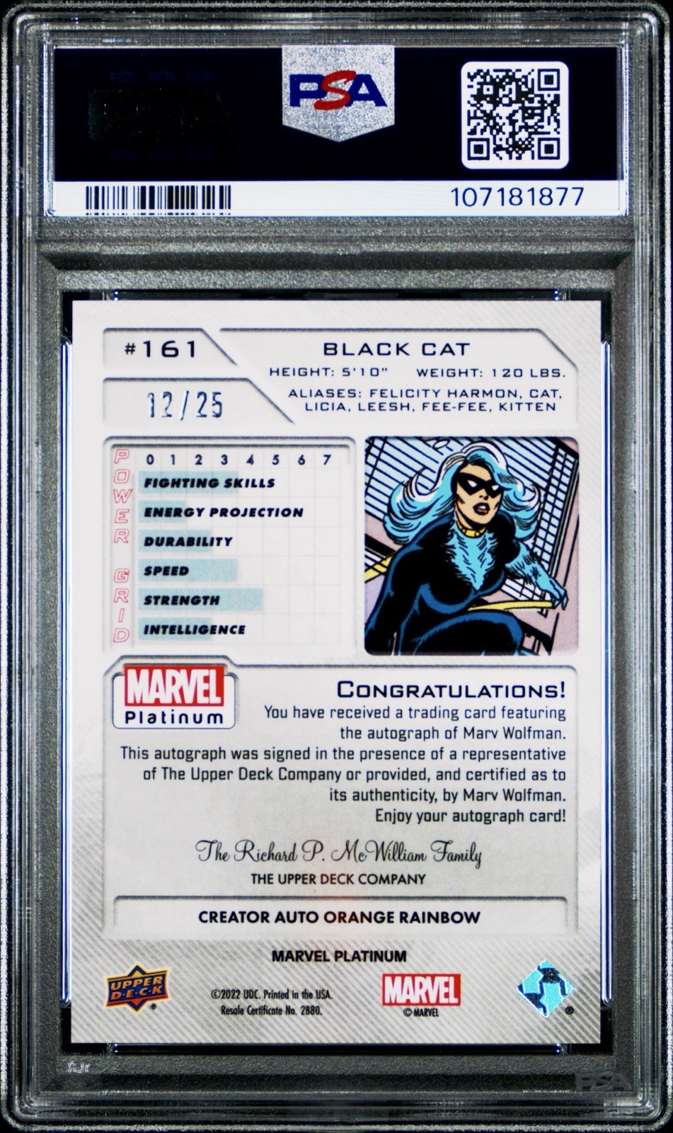 2023 Marvel Platinum Auto Orange Rainbow /25 #161 Marv Wolfman PSA 10 🔥POP 1/0^ view 2