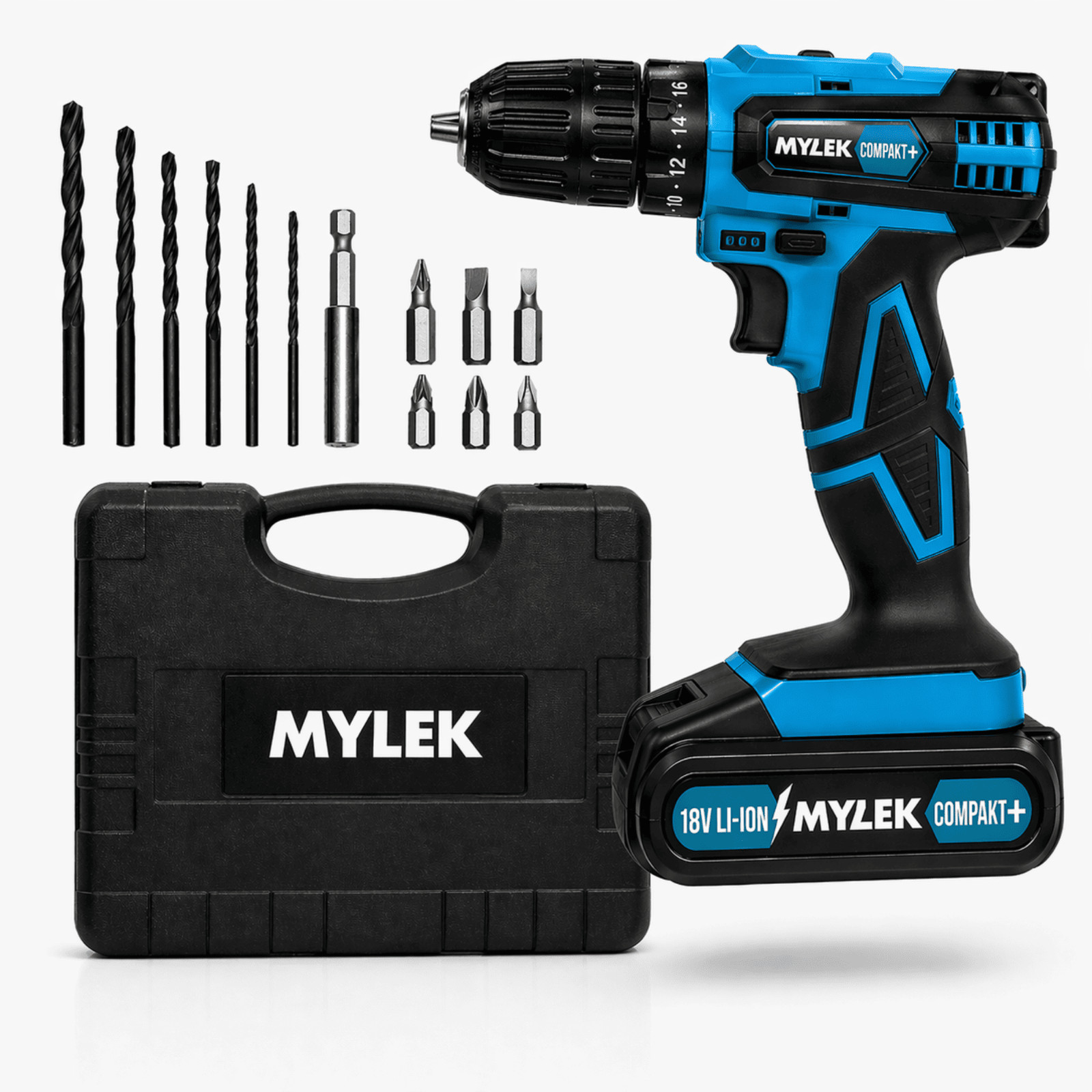 Mylek Cordless Drill Electric Screwdriver 18V 2 Speed Quick Charge Tool DIY