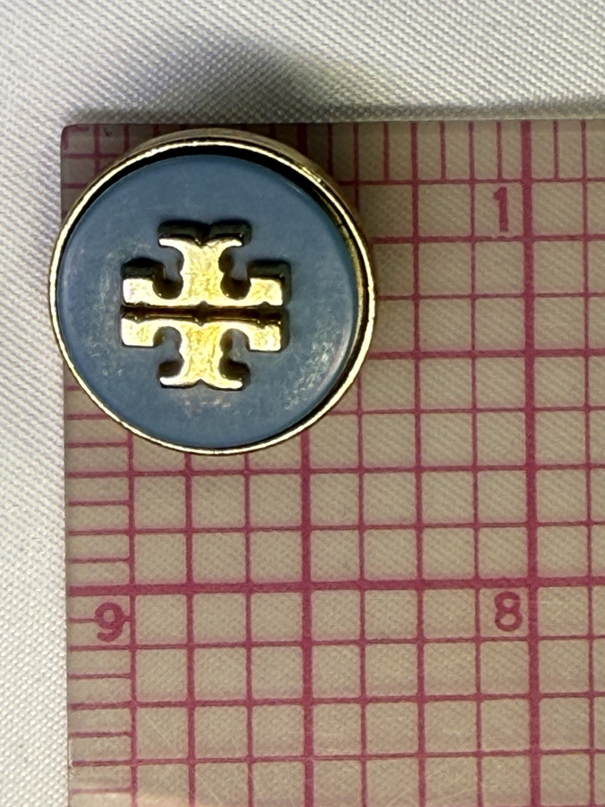 Tory Burch Logo Madison Cardigan Blue Lake Gold Tone Shank Button Replacement thumbnail 2