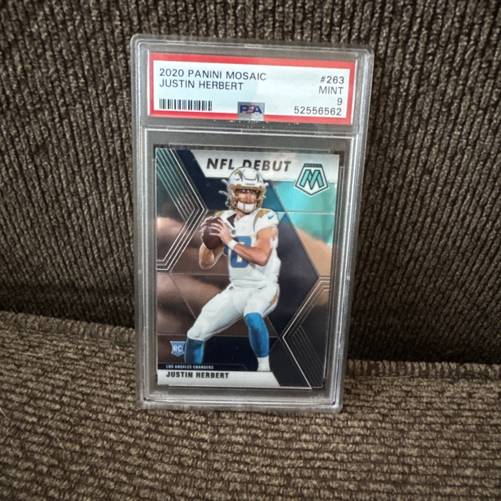 2020 Panini Mosaic Justin Herbert NFL Debut Silver Rookie #263 PSA 9 Chargers