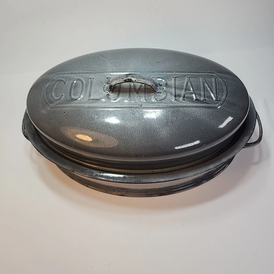 Vintage Columbian Enamel Roasting Pan