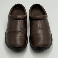 Merrell Encore Nova Smooth Brown Leather Slip On Clogs Mules Shoes Womens 6.5