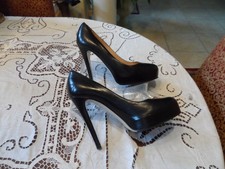 Dolce & Gabbana Black Calf Leather Platform Pumps Size 39B