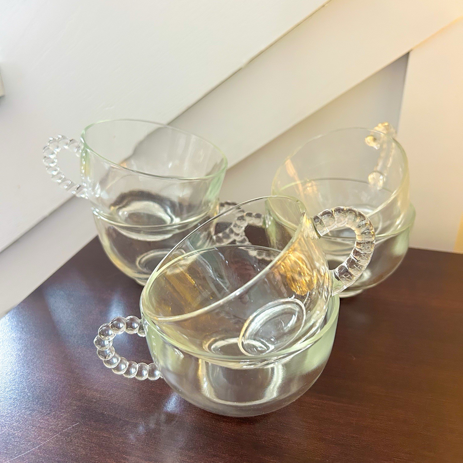 Vintage 50s set Of 6 Federal Glass/Hazel Atlas Homestead Wheat Pattern Tea Cups