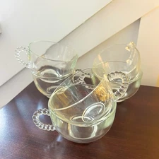 Vintage 50s set Of 6 Federal Glass/Hazel Atlas Homestead Wheat Pattern Tea Cups