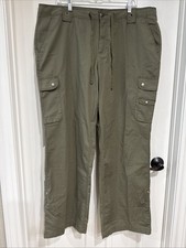 Faded Glory Women 18 Stretch Cotton Casual Utility Convertible Pants Khaki Green