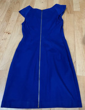 Express Royal Blue Cap Sleeve Midi Dress with Back Zip