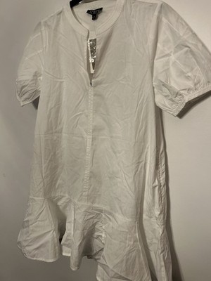 J.CREW Delilah Dress in Cotton Poplin Sz. M White NEW Coastal Preppy Beach  CJ492