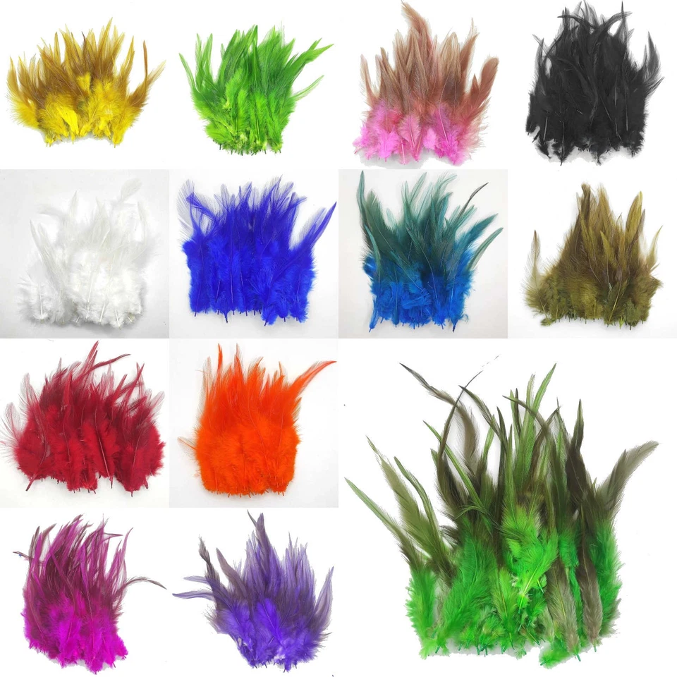 50x Gefärbte Federn Hahnenfedern 10-15 cm Schmuck Bastelfedern Deko DIY Basteln - Bild 2 von 4