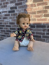 Vintage 1960s Baby Doll 15" Open Close Eyes Rooted Hair Drinks Wets