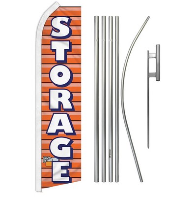 Storage (Orange) Swooper Flutter Feather Advertising Flag Pole Kit Storage Flag