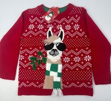 Boys Girls 33 Degrees LLAMA Christmas Ugly Sweater M/5 L/6 Holiday Top $30