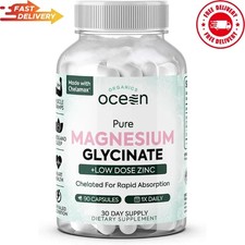 Organics Ocean Pure Magnesium Glycinate Low Dose Zinc Chelated 90 Capsules NEW