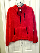 Women's No Boundaries Juniors Plush Half Zip Pullover XXLARGE 19 Red NEW w/tag