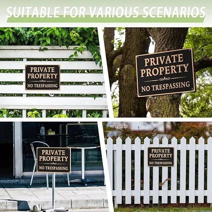 Большой (4 упаковки) знак частной собственности без вторжения, 10 «X 14», шикарный черный без T - Изображение 3 из 4