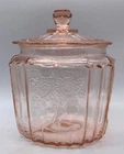 Vintage Anchor Hocking DEPRESSION GLASS Biscuit/Cookie Jar MAYFAIR Open Rose