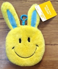Easter Bunny Yellow Plush Smiley Face Coin Purse Bag Clip Way to Celebrate New