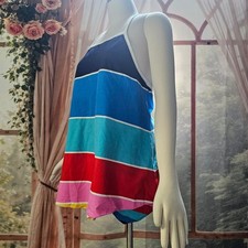 Vintage 1970s Rainbow Striped Halter Top and Shorts Set Multi Disco Retro
