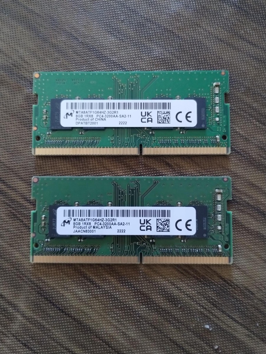 Micron 16GB (2 x 8GB) DDR4 PC4 3200MHz 260 Pin SODIMM Laptop RAM
