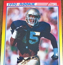 SCORE 1990 Score Rookie Pat Terrell #301 Notre Dame Fighting Irish Football Card. rookie card picture