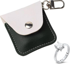Leather Ring Holder Keychain for Gym, Portable Jewelry Travel Black