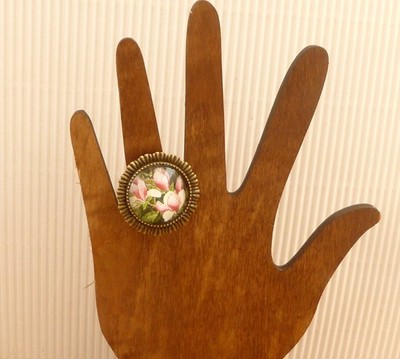 Großer Statement Ring mit Magnolien Motiv bronzefarben größenverstellbar