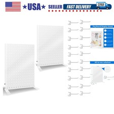 2PCS Pegboard Display Stand with 20 Hooks for Craft Shows, Metal Jewelry and ...