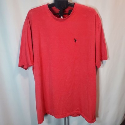 U.S. Polo Assn. Mens Red Crewneck T-Shirt 2XLT Embroidered Logo Cotton Blend Com