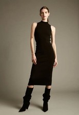 Deluc Womens Tessa Dress Sleeveless Mockneck Ribbed Bodycon Size Small Black
