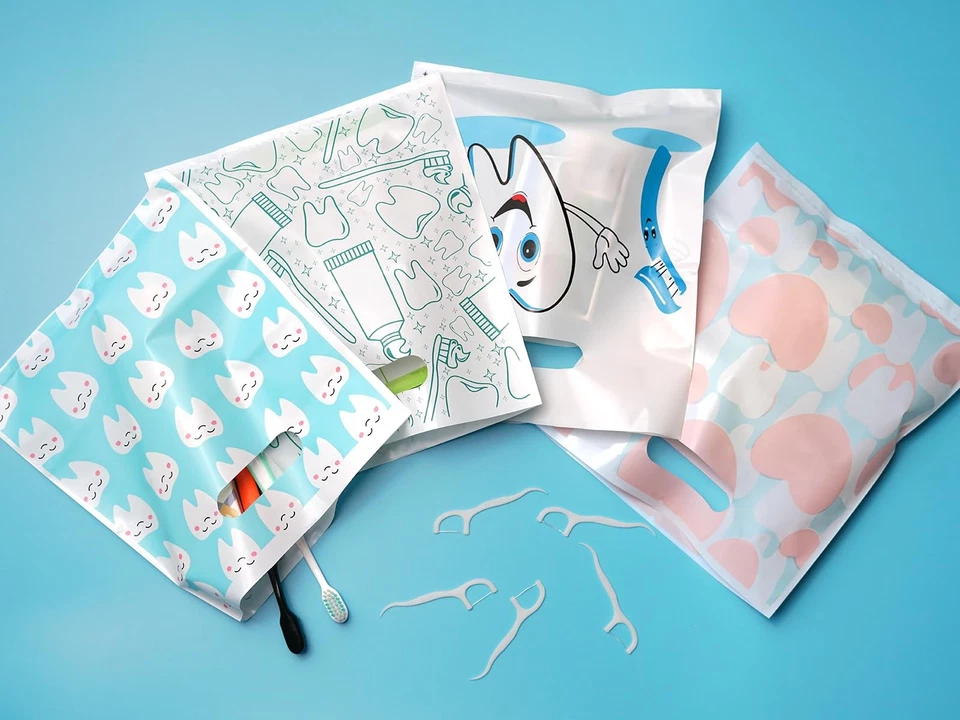 800 Pcs Dental Bags, Tooth Patient Care Dental Bags, 9 x 8 Inches dental good... Foto 3 de 4