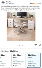 Marvelux 90 x 120cm PVC Office Chair Mat for Hard Floors, Clear Floor Protector