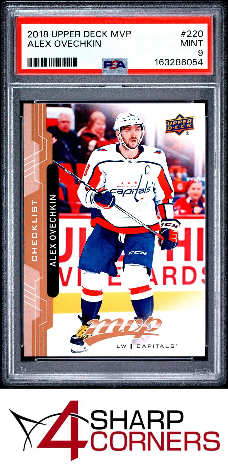 2018 UPPER DECK MVP #220 ALEX OVECHKIN POP 1 PSA 9