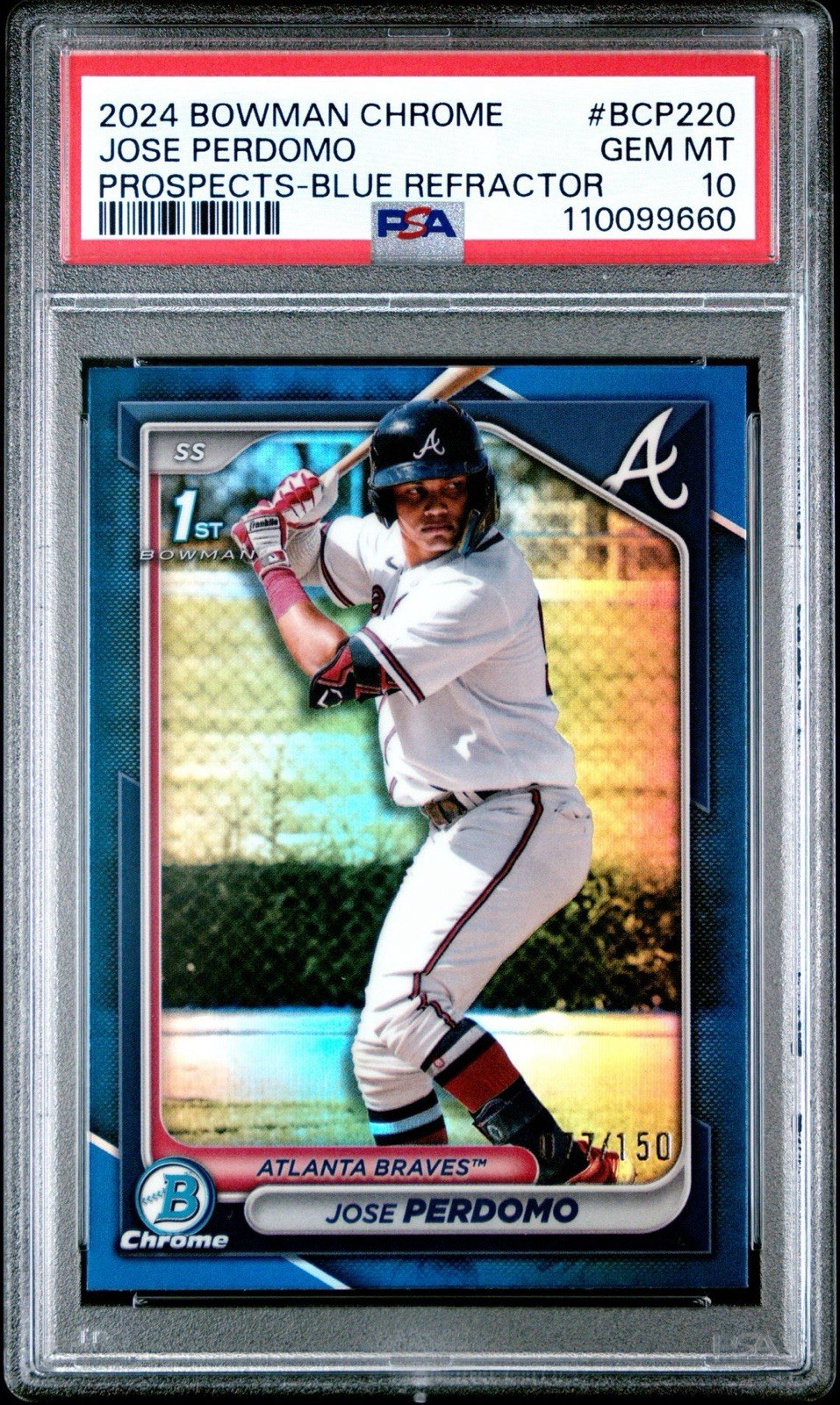 2024 Bowman Chrome Jose Perdomo Blue Refractor /150 PSA 10