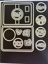 EUC Sizzix Framelits CARD ROUNDED WITH CIRCLE DROP INS 19 Dies