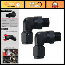90 Degree Swivel Adapter Fitting 6AN Female to 3/8-18 NPT Pipe - Black Aluminum,
