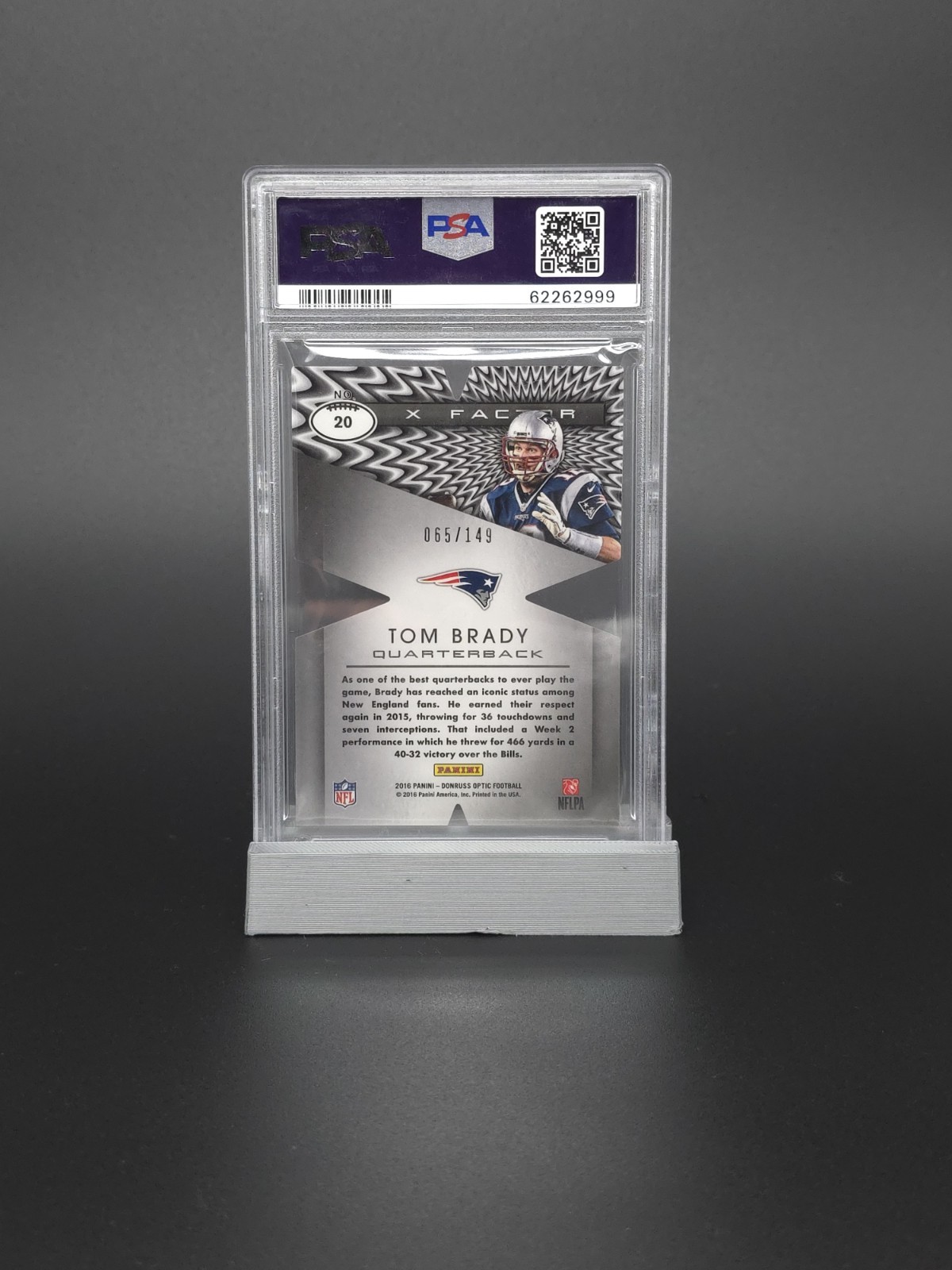 2016 Donruss Optic - X-Factor Tom Brady #20 Blue /149 view 2