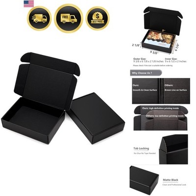9x6.5x2 Inches Black Shipping Boxes 25 Pack - Corrugated Cardboard Mailing Bo...