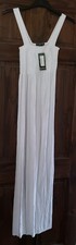 Boohoo Maternity Shirred Wide Leg White Jumpsuit,  Size 10