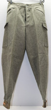 Pantalon suédois M39 laine grise WWII avec bretelles cuir attachées 30"L x 31"L E1565