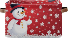 Christmas Winter Snowflakes Snowman Storage Basket Red Xmas Snow Storage Organiz