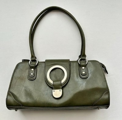 Hillard and Hanson Vinyl Handbag Purse Double Handle Strap Bag Magnet Closure
