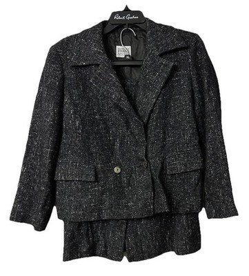 Vintage Gianfranco Ferre Studio Womens Wool Blend Gray Skirt Jacket Set 46 US 10