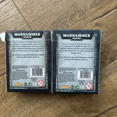 Warhammer 40,000 40k Datacards Sets Imperial Knights Dark Angels Games Workshop - Picture 2 of 4